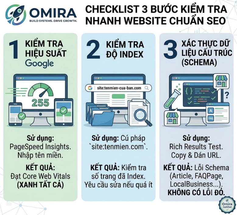 Checklist 3 bước kiểm tra nhanh Website có chuẩn SEO hay không