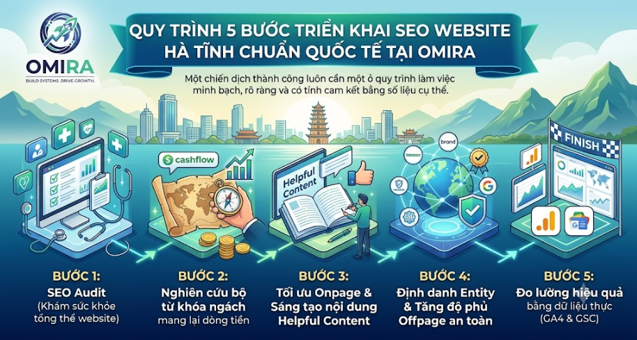 Quy trình 5 bước triển khai SEO website Hà Tĩnh